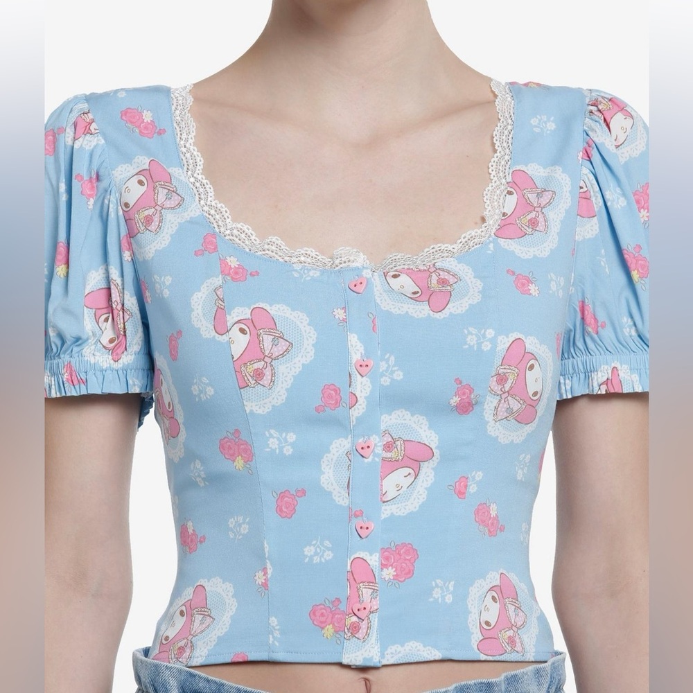 My‎ Melody Lace Peasant Woven Top Hot Topic Hello Kitty Sanrio